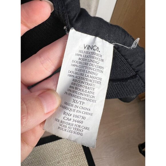 VINCE Lamb Leather Scuba Moto Jacket Sz XS Black Butter Soft - Picture 12 of 15